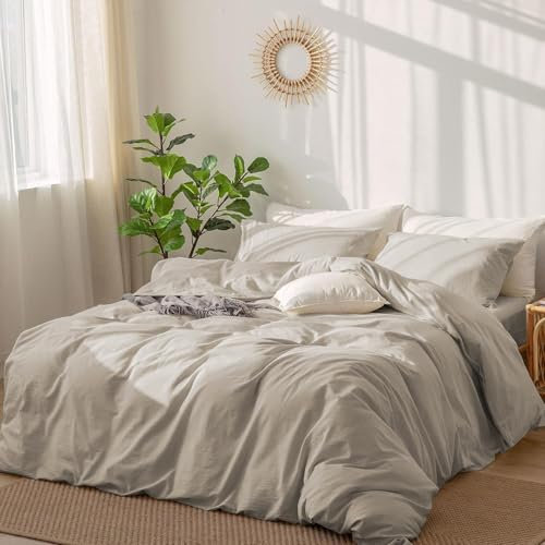 DXHOME Bettwäsche 155x220 Uni in Braun Khaki Taupe - Kuschelig Weiche Baumwolle 3 Teilig für Einzelbett Mit Reißverschluss und 2 Kissenbezüge 80x80 cm