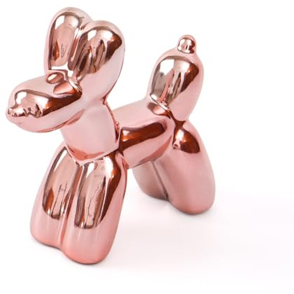 Notakia Keramik-Ballonhund, rosa Dekofigur, modernes Wohnaccessoire