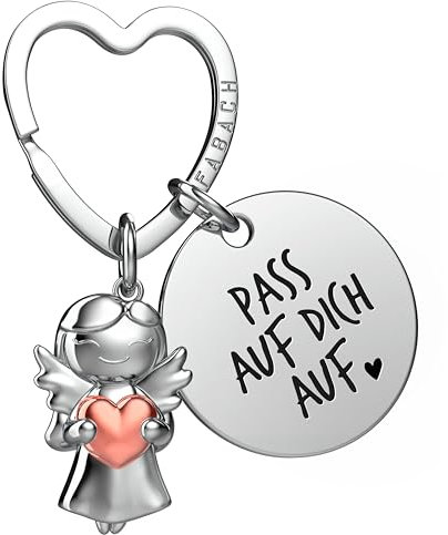 FABACH Liebe Schlüsselanhänger Schutzengel Glücksbringer mit Herz und Gravur - Ich liebe dich - Partner - Freundin Geschenk Liebe - Engel Liebesgeschenke