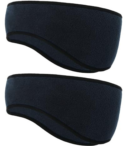 GWAWG Winter Headband Ear Warmer - 2 Pack Warm Cozy Fleece Stretchy Ear Muff with Full Cover for Outdoor Sports, Running, Hiking, Cycling, Tennis, Jogging (Blue)