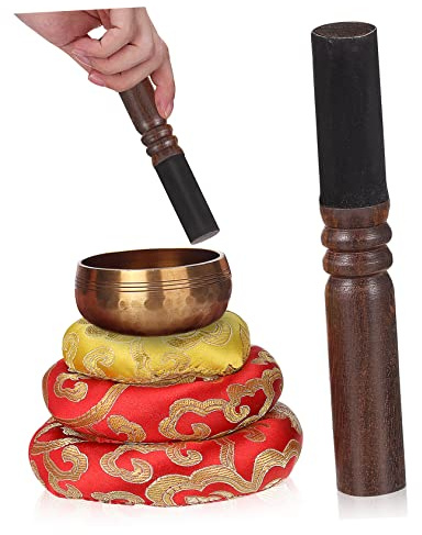 Cabilock 3stücke Teiliges Handgefertigte Klangschalen-kissen Mit Holzklöppel Rutschfestes Meditationszubehör Für Yoga Gebet Entspannung Und Klangschalen-anwendung