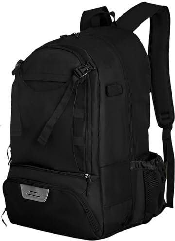 Lacrosse-Beutel 24 x 15 x 11 großer Lacrosse-Rucksack mit verstellbarem Gurt 36-55L Feldhockeybeutel mit Stickhalter und externer Helmhalter schwarzer Lacrosse-Taschen für Lacrosse-Rucksack von Boy &