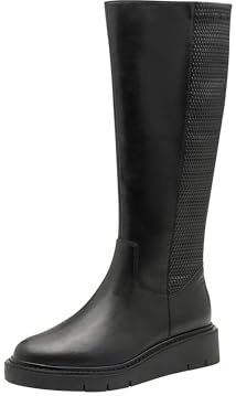 Tamaris Comfort bottes femme avec stretch hauteur genou, Black Nappa, 38 EU