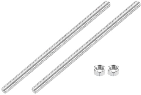 QUARKZMAN 3/8-16 Barra Filettata Completa, 2 Pcs 304 Acciaio Inossidabile Vite Lunga Filettata 8 Lunghezza Filettatura Destrorsa per Montaggio Mobili Assemblaggio Fissaggio