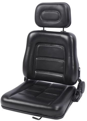 Justerbar Traktor Sitt med Huvud PVC Läder Sittplats för Gaffeltruck Traktor Gräsklippare Skid Steer Telehandler Grävmaskindozer Backhoe (inget handtag)