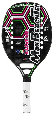 MBT X-LOVE ME, Racchetta Beach Tennis 100% Carbonio 3K triple layer - Trattamento Super grip- Eva High Power – Leggera e Bilanciata – Profilo 20 mm - Custodia inclusa - Campione d'Italia e d'Europa