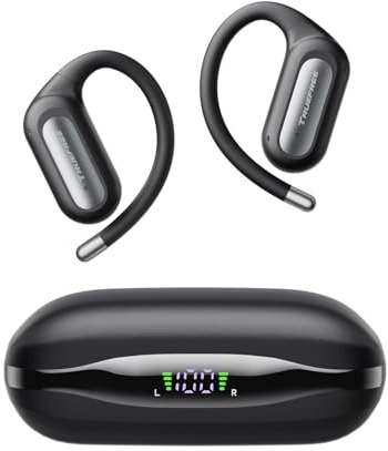 truefree DS1 Auriculares Inalámbricos, Audífonos Abiertos Bluetooth 6.0, Sonido Espacial, 4 Micrófonos para Llamadas, 40H de Reproducción, Carga Rápida, Conexión Multipunto, Resistencia al Agua IPX5