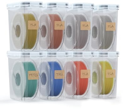 YOOPAI Filament Aufbewahrungsbox - 8 Pack Filament Container für 3D Druck Filament Versiegelung und Schutz - Tragbare Aufbewahrung mit Trockenmittel&Etiketten, wasser- und staubdicht 4.0L