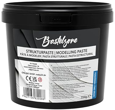 XXL Premium Structural Paste in Bucket 3.5 kg - White - Filler & Modelling Paste for Acrylic Painting & Canvas - 3D Effects, Textures & Reliefs (Fine Grain)