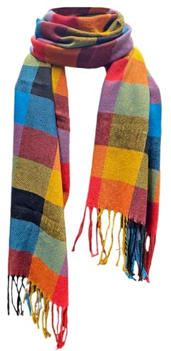 SAIIURV Sciarpa Donna Uomo Sciarpa Donna Inverno Autunno Scialle Donna Sciarpa Quadri Lunga Morbida Calda Vintage Multicolore (Colorata)