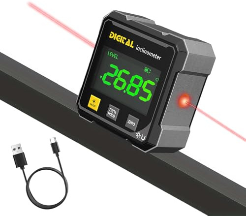 Digital Angle Finder with Electronic Laser,4-Side Magnetic Digital Angle Gauge,Digital Laser Angle Finder,Digitals Level with LCD Display,Waterproof LCD Display for Woodworking Carpentry DIY Project