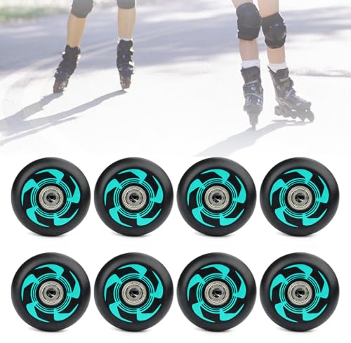 Lot de 8 Roues de Rollers en Ligne 90A, 76mm/ 80mm Roues de Patins à Roulettes de Rechange avec Roulements ABEC 9, pour Patins à Roulettes et Patins de Fitness Intérieure ou Extérieure (76mm)