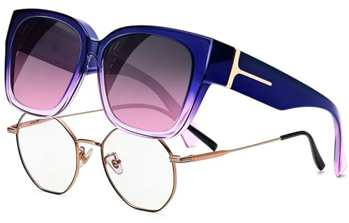 KANASTAL Surlunettes de Soleil Homme et Femme UV400 Bleu-Violet