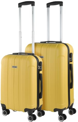 ITACA - Juego Maletas De Viaje rígidas Trolley con Candado de Combinación y 4 Doble Rueda 360° Set Maletas De Viaje Ligeras y Resistentes, Amarillo