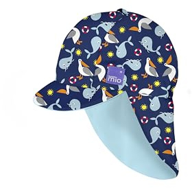 Bambino Mio, Gorro de Sol Reversible con protección Solar y de Cuello - Náutico, 0-12 Meses, protección UPF 40+, para bebé y niño pequeño