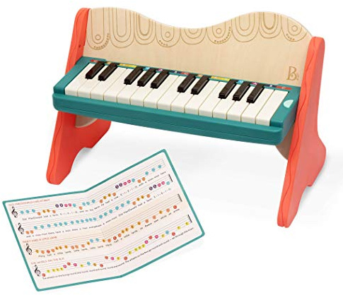 B. toys – Wooden Toy Piano for Toddlers, Kids – Color – Coded Keys with Songbook – Musical Instrument for Early Learning & Creativity – 3+ Years – Mini Maestro