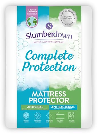 Slumberdown Complete Protection Mattress Protector Single Bed - Antiviral & Antibacterial 30cm Deep Fitted Mattress Cover | Reduces Bacteria, Non-Allergenic, Washable (90 x 190cm)