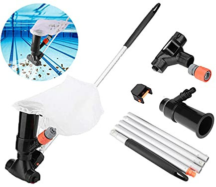 Aspirateur À Jet De Piscine, Portable Aspirateurs Manuels pour Piscine, Piscine Kit De Nettoyage, Aspirateur De Piscine avec Brosse, Sac Et Poteau,pour Les Feuilles, La Saleté Et Le Sable Et Le Limon
