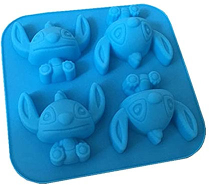 LUOSHUAI Seifenformen Silikon 4 Sogar Cartoon Stichstich Silikon Kuchenform Schokolade Handgemachte Seifenform DIY. Backwerkzeuge Seifenform (Color : Blue)