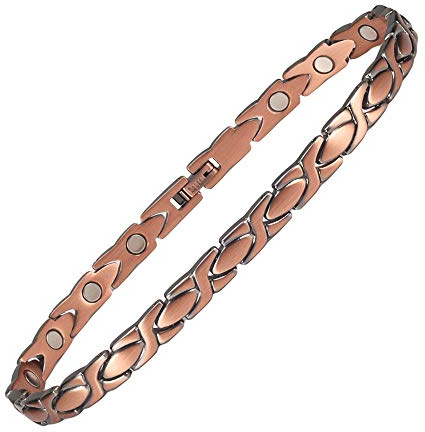 Cavigliera magnetica in rame per alleviare il dolore da donna con magneti (cavigliera/braccialetto grande (25 cm/6,5 mm)