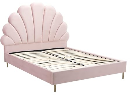 Vente-unique-Letto conchiglia 160 x 200 cm Velluto Rosa - LIVAYA