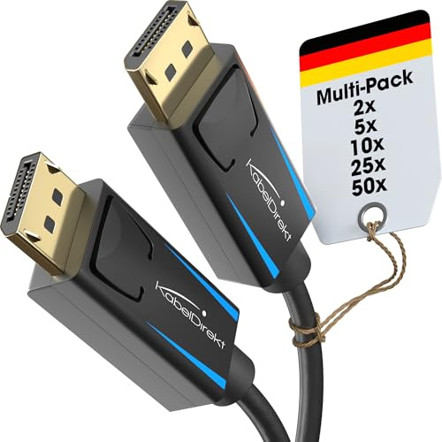 KabelDirekt – 4K & 8K DisplayPort Kabel, 240Hz – 2x 5m – erhältlich in 1m bis 5m – DP Kabel für alle DisplayPort-Anschlüsse (DisplayPort 1.4, erreicht 8K@60Hz an PCs, Laptops, Gaming-Monitoren)
