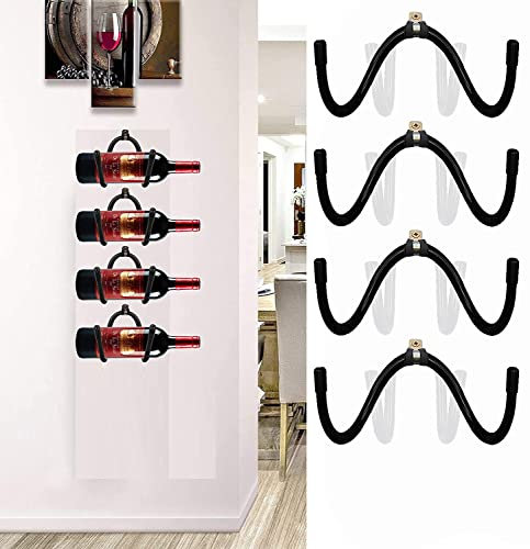 Pmsanzay 4 Pack Wine Rack Wall Mounted, Wine Bottle Storage Holder Organizer with Rubber Protection（No Scratches）- for Home & Kitchen Décor,Dining Room,Bar - Saves space on the floor.