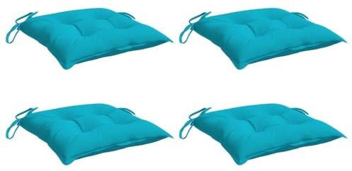 vidaXL Stuhlkissen 4 STK., Sitzkissen mit Bändern, Sitzauflage Outdoor Indoor, Stuhlauflagen Kissen für Gartenstuhl, Türkis 50x50cm Oxford-Gewebe