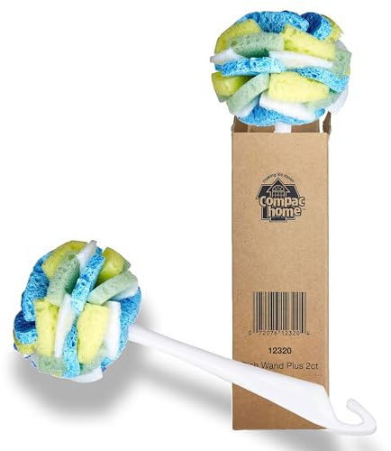 Compac Home Dish Wand Plus Cello, Foam & Scour Sponge Petals Brush and Clean Dishes, Pots, Bottles, & Glassware, 2 Count