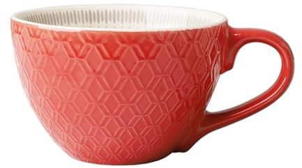 Taza de café grande, 700 ml, gran cuenco para sopa con asa, taza de café XXL, cerámica grande (rojo - 380 ml)