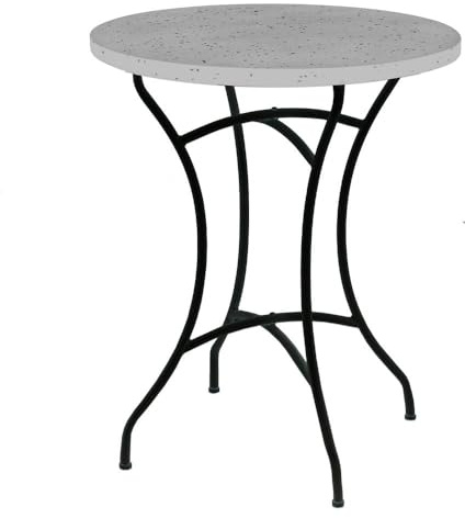 LOLAhome Mesa de jardín Terrazzo de mármol y Hierro Gris/Negro | Ø60x72 cm | Resistente y Duradera | Estilo Hierro Forjado | para Exterior, jardín, terraza | Terrazzo