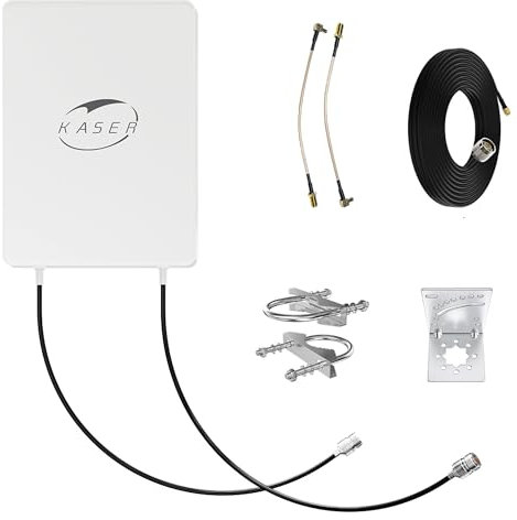 KASER 5G LTE Antenne Outdoor Mimo Richtantenne 3300-3800 MHz N78 Bis zu 15dBi Verstärkung kompatibel 5g Router N-SMA Ausgang mit TS9 Adapter Inklusive Verlustarme Kabel 10 Meter -Model V4