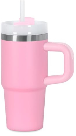 Muwnrol 14 Oz Tumbler with Handle and Straw for Kids, Stainless Steel Vacuum Insulated Tumbler Keep Cold Heat and Ice, Gifts for Children Cups (Pink)