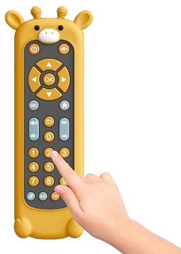 Mando a distancia realista para niños pequeños, control remoto de juguete de silicona | Juguete remoto realista con forma de animal lindo - Mando a distancia de juguete de TV en 3 idiomas (inglés