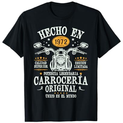 Hecho en 1972 - 54 Años Cumpleaños Moto Biker Hombre Motero Camiseta
