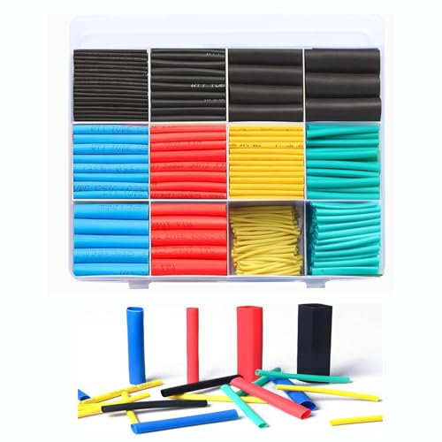 SNZ Juego de Tubo Termorretráctil para Cables Protector Térmico, 5 Colores y 12 Tamaños para Aislamiento Eléctrico, Reparaciones de Cables y Sellado de Bolsas (530 piezas)