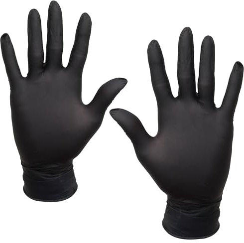 NOVECRAFTO Disposable Nitrile Gloves Medium - Pack of 2 Boxes (100 Pcs Each) - Powder Free and Latex Free Black Multipurpose Disposable Gloves - Versatile Use for Cooking, Cleaning, Beauty ect.