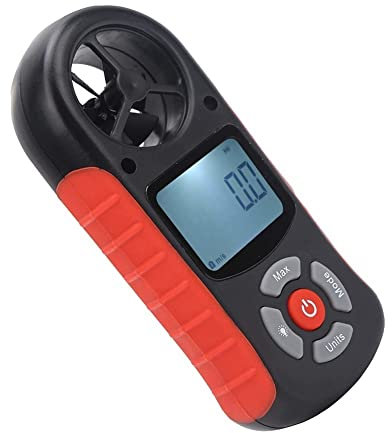 Anemómetro Digital con Pantalla LCD retroiluminada, medidor de Volumen de Aire, anemómetro con Botones multifunción para Windsurf, Cometas, Vela, Surf, Pesca, etc.