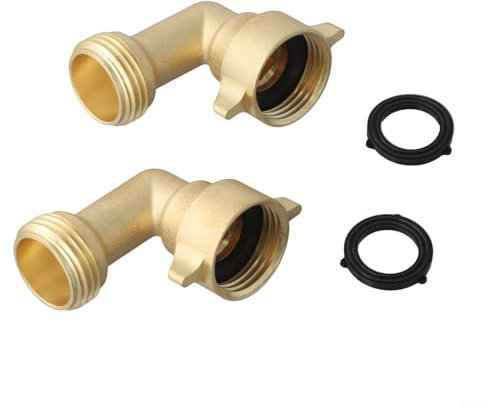3/4 Inch Brass Connectors 90 Degree Elbow, 2-Pack All Copper Water Pipe Fittings, Corner Joints for Plumbing Systems, Garden Hose Nozzles, Easy Installation