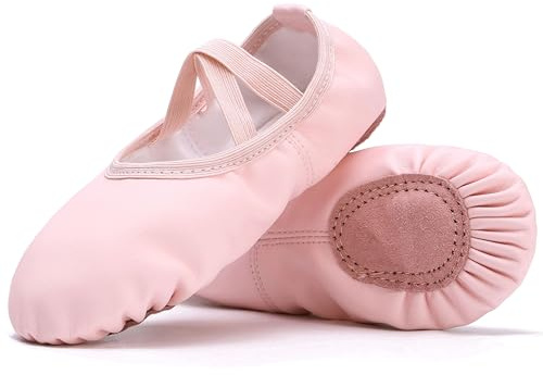 RoseVolta Ballet Shoes for Girls/Toddlers/Kids/Women, Leather Yoga Shoes/Ballet Slippers for Dancing Pink 9UK Child