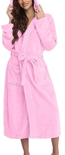 Generisk basturock dam frotté badrock dam lång med huva, pyjamas enfärgad rock bekväm morgonrock kimono badrockar med bälte badrock hemmadräkt varm dambadrock badrock