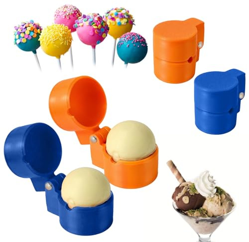 Wsndyjia 2Pcs Round Cake Pop Mould, 3D Printed Sphere Circle Cake Pop Cutter and Pusher, Baking Tools Accessories for Home Bake, Birthday Parties, Wedding Desserts
