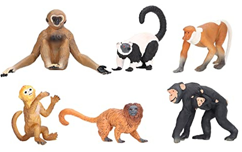 Gucagle Set di figurine di scimmie Set di animali in plastica Set di giocattoli di scimmie Simulazione Figure di scimmie di animali Set da gioco educativo per la decorazione della casa