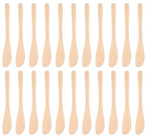 BESTonZON 20pcs Food Grade Wooden Spatula Butter Spreader Wonton Stuffing Spoon Multipurpose Cooking Utensil Easy to Clean