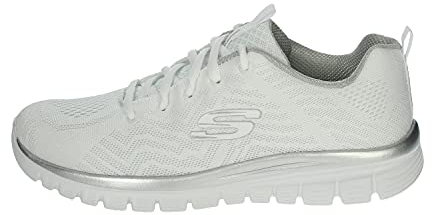 Skechers Damen Sneakers, White Silver, 42 EU