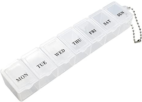 7 Day Weekly Pill Box Organiser Travel Dosset Box Portable Tablet Organizer Medicine Storage Box Pill Dispenser | Medication Organizer - 1 Times a Day for Pills/Fish Oil/Vitamins (Clear)