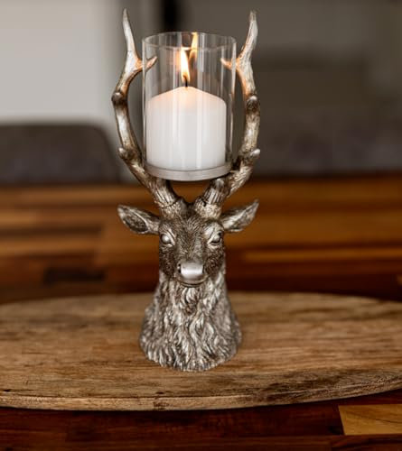 Marco Paul Christmas Decorations Stag Candle Holder Christmas Table Decoration Pillar Candle Holders Table Decorations Centrepiece Reindeer