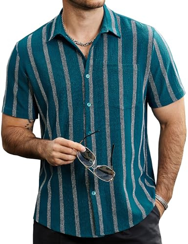 VATPAVE Mens Button Down Short Sleeve Shirt Summer Shirts 3XL Royal Blue