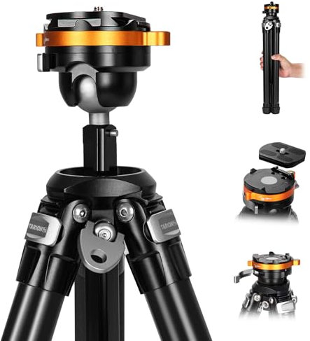 TARION Trípode de Viaje Compacto para Cámara: Portátil y Ligero para Mochileros, Cabezal de Bola, Sistema de Liberación Rápida, Aluminio, 152 cm
