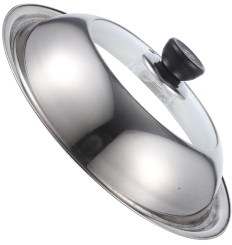 Hoement Universal Stainless Steel Pot Cover with Glass Lid, Easy to Clean and Store, Simple Design Cooking Tool for Kitchen and Wok Use, Sturdy Pan Lid Protector